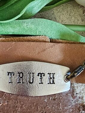 Leather Cuff Bracelet TRUTH Hand Stamped Inspirational Rustic Boho Adjustable